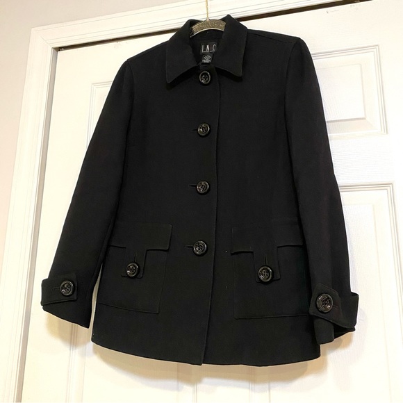 Women’s INC WOOL black peacoat size M - Picture 2 of 5